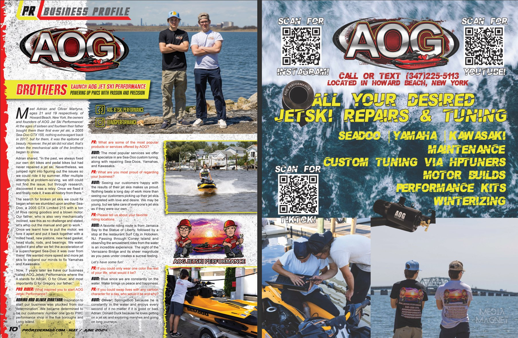 AOG Performance business profile feature in Pro Rider Magazine